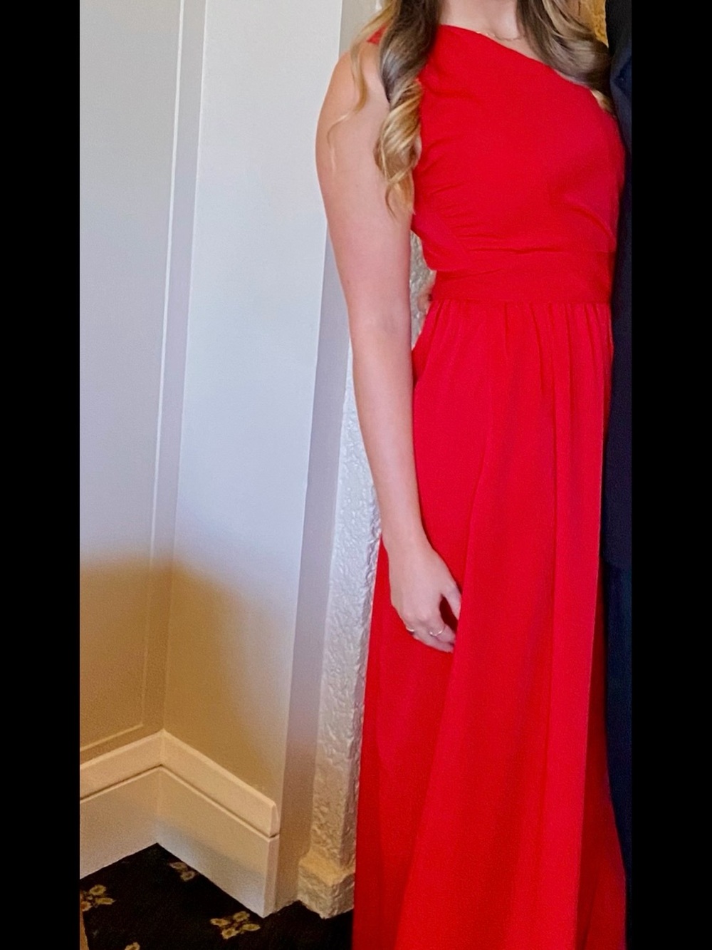 One shoulder red formal dress